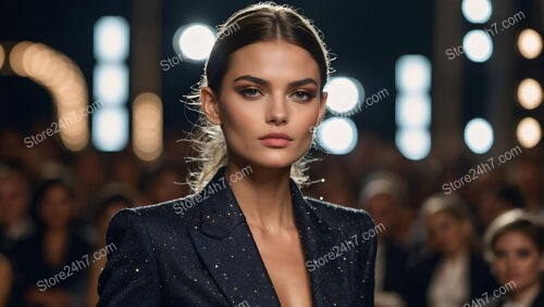 Bold and Confident: Sleek Black Suit on the Runway