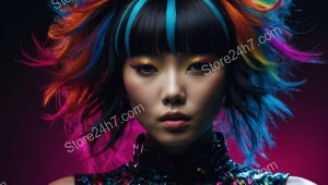 Bold Colors and Artistic Makeup: Futuristic Fashion Portrait