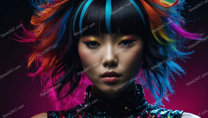 Bold Colors and Artistic Makeup: Futuristic Fashion Portrait