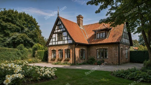 Brick Gothic Home with Picturesque Garden Surroundings