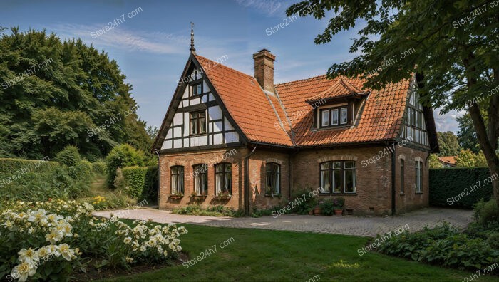 Brick Gothic Home with Picturesque Garden Surroundings