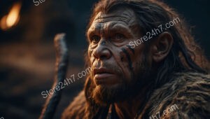 Caveman in Firelight: A Moment of Contemplation