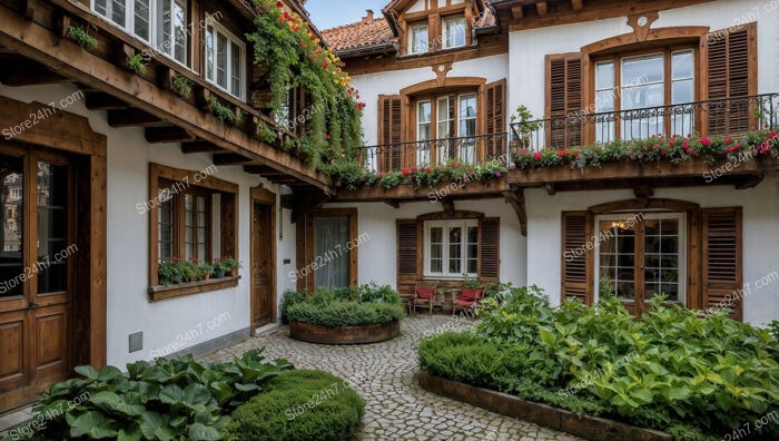 Charming Bavarian Courtyard House with Flowering Balconies