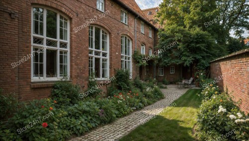 Charming Brick Gothic Residence with Lush Garden Path