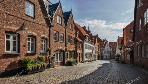 Charming Brick Gothic Street Lined with Traditional Architecture