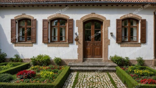 Charming Countryside Cottage with Wooden Shutters and Garden