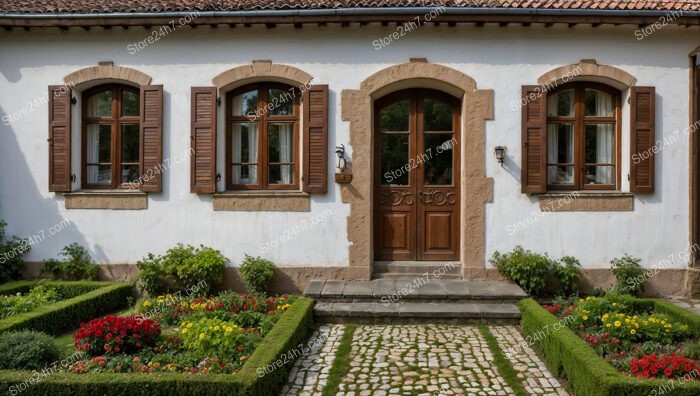 Charming Countryside Cottage with Wooden Shutters and Garden