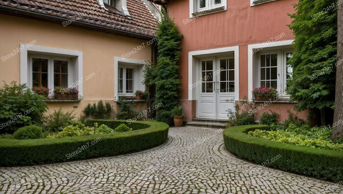 Charming Courtyard German Home with Beautiful Landscaping and Flowers