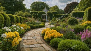 Charming Garden Pathway Leading to a Secluded Cottage