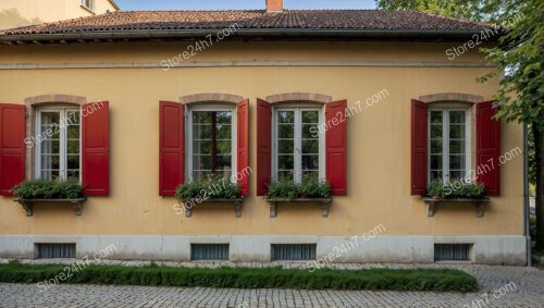 Charming German Cottage with Yellow Walls and Red Shutters