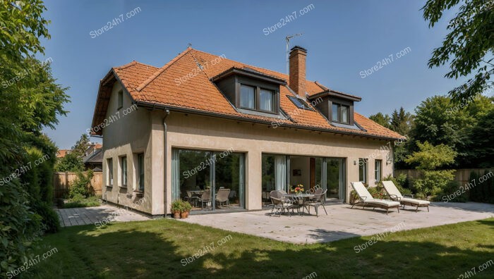 Charming German Home with Red Roof and Spacious Patio