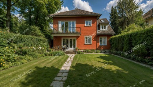 Charming German Home with Vibrant Exterior and Green Garden