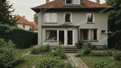 Charming German Single-Family Home with Lush Garden and Red Roof