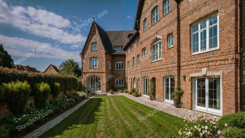 Charming Gothic Brick House with Beautiful Garden View