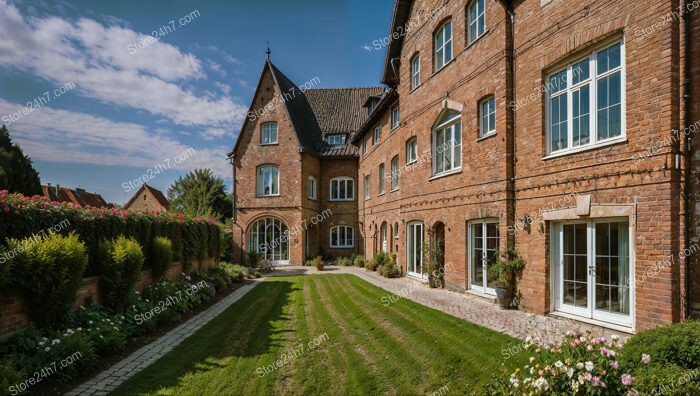 Charming Gothic Brick House with Beautiful Garden View