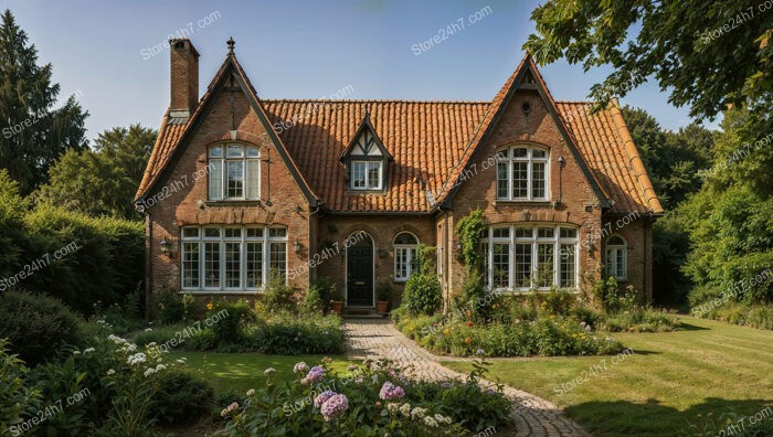 Charming Gothic Brick House with Lush Garden