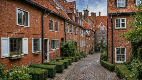 Charming Gothic Brick Houses with Lush Greenery