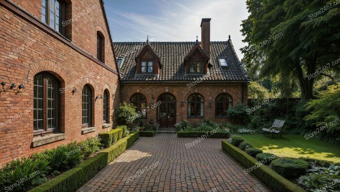 Charming Gothic Estate with Manicured Courtyard Garden