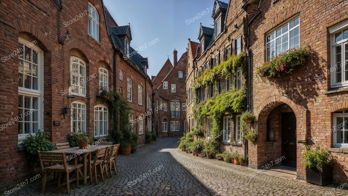 Charming Gothic Street in Germany with Red Brick Facades