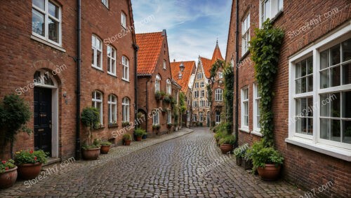 Charming Gothic Street with Historical Brick Houses