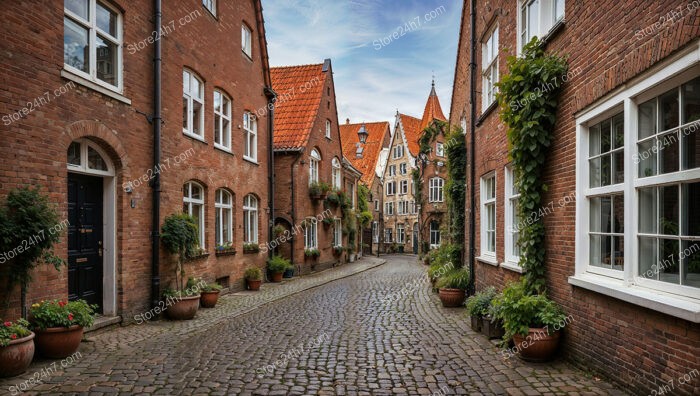 Charming Gothic Street with Historical Brick Houses