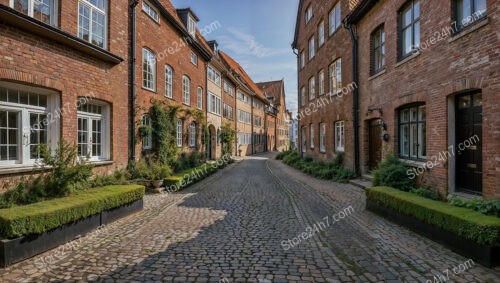 Charming Northern German Street with Brick Gothic Houses