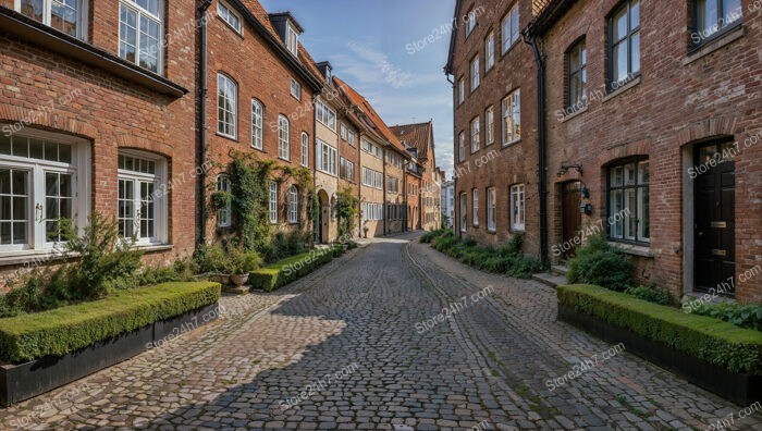 Charming Northern German Street with Brick Gothic Houses