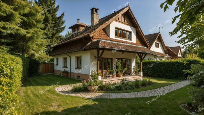 Charming Traditional German House with Lush Garden and Pathway