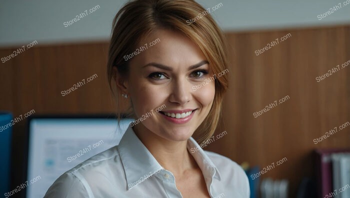 Cheerful Secretary in a Professional Corporate Office