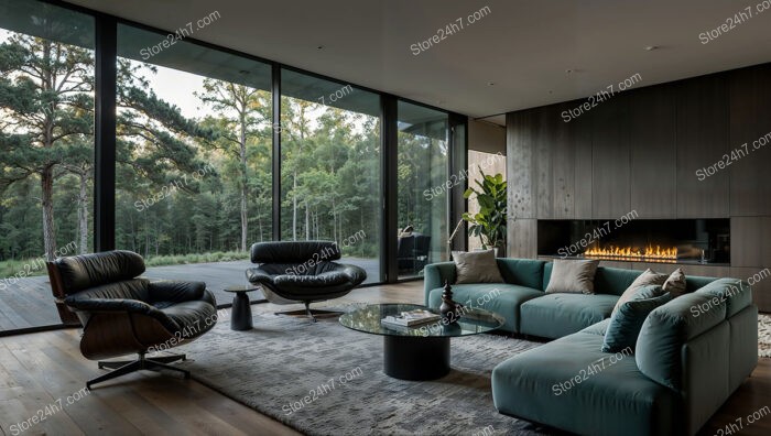 Chic Living Room with Modern Furniture and Scenic Views