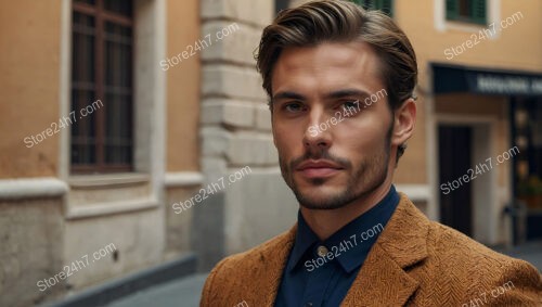 Classic Charm: A Young Man in a Textured Blazer