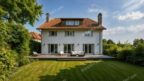 Classic German Villa with Expansive Lawn and Sunlit Patio