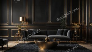 Classic Luxury Living Room with Golden Accents and Decor