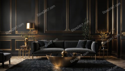 Classic Luxury Living Room with Golden Accents and Decor