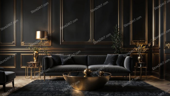 Classic Luxury Living Room with Golden Accents and Decor