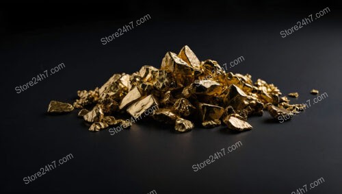 Cluster of Gold Nuggets on a Matte Black Background