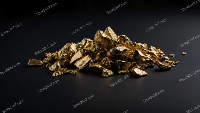 Cluster of Gold Nuggets on a Matte Black Background