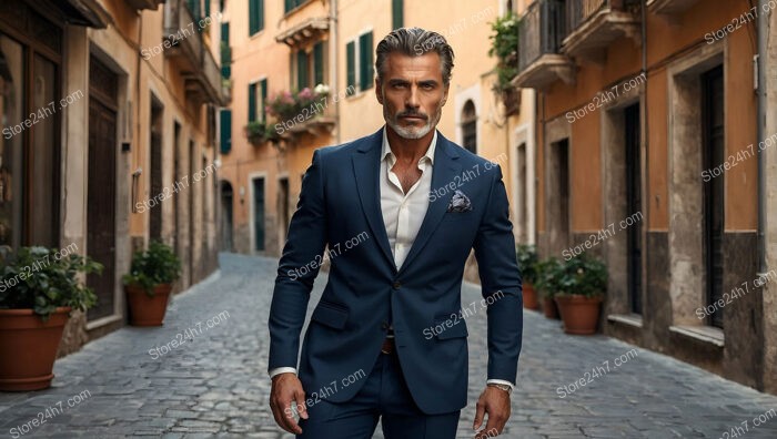 Commanding Presence: A Man in a Tailored Blue Suit