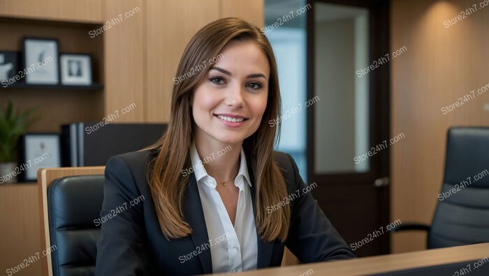 Confident and Approachable Office Manager in Executive Office Setting