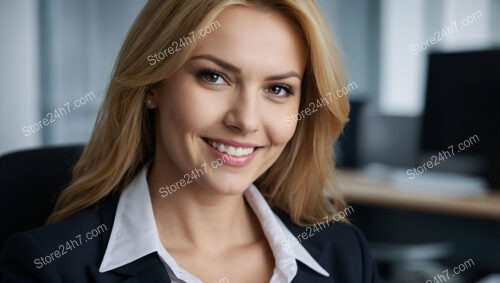 Confident Secretary in a Modern Corporate Office Setting