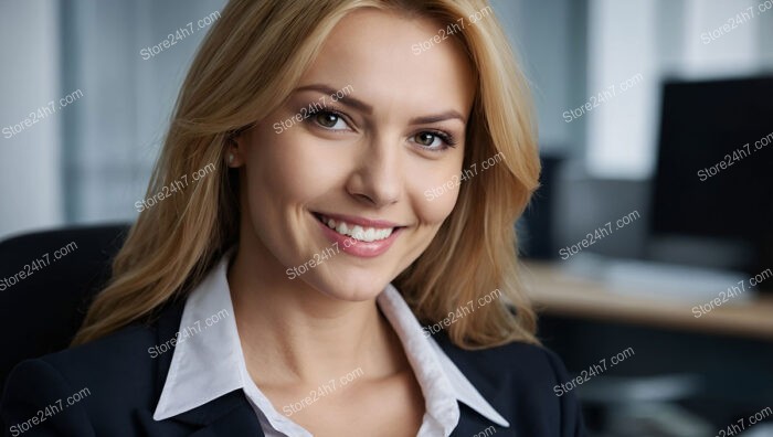 Confident Secretary in a Modern Corporate Office Setting