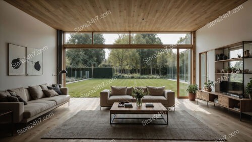 Contemporary Bavarian Living Room with Expansive Garden View