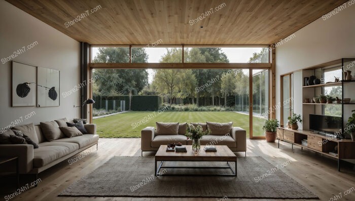 Contemporary Bavarian Living Room with Expansive Garden View