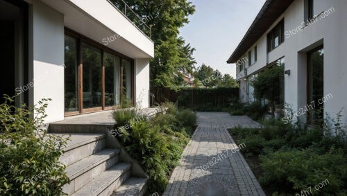 Contemporary German Home with Modern Architecture and Serene Pathway