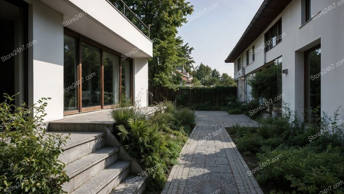 Contemporary German Home with Modern Architecture and Serene Pathway