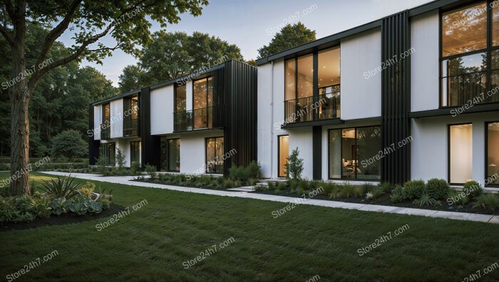 Contemporary German Row Houses with Bold Black and White Exterior