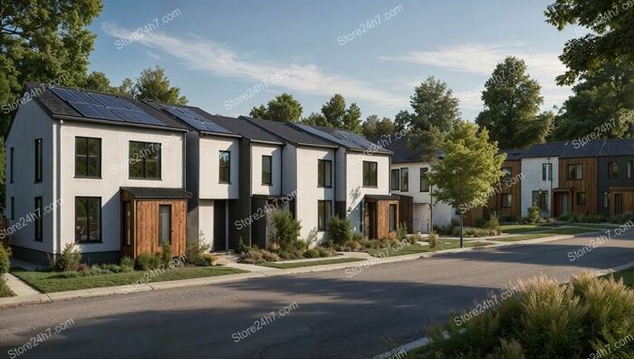 Contemporary German Row Houses with Sustainable Design and Solar Panels