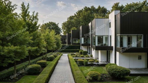 Contemporary Reihenhäuser in Germany with Modern Gardens and Pathways