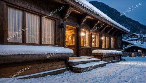 Cozy Bavarian Chalet with Warm Interior Lighting