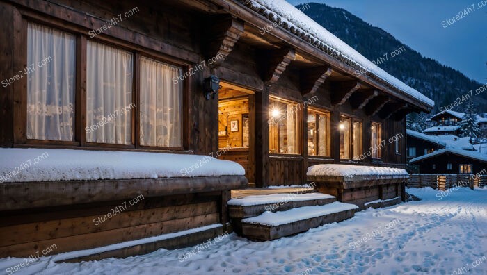 Cozy Bavarian Chalet with Warm Interior Lighting